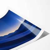 Desert landscape rolled canvas print showcasing warm hues of orange and yellow with a textured finish, elegantly packaged in a protective cardboard tube. Perfect for home decor enthusiasts seeking nature-inspired art.