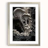 Textured abstract art print in muted earth tones, framed in silver, ideal for bedroom wall decor.