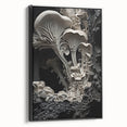 Black and white framed canvas featuring a close-up landscape scene, ideal for bedroom wall art.