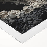 Art deco poster featuring geometric designs and gold and black hues on rolled canvas, suitable for dining room decor.