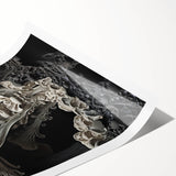 Extra large wall art featuring line art flowers in black on white, ideal for large living room decor.