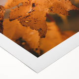 Art deco poster featuring an autumnal scene with warm orange and brown tones on a rolled canvas.
