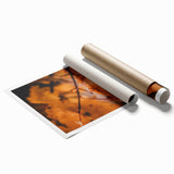 Extra large rolled print featuring a vibrant floral design in autumn hues, ideal for classy bathroom wall art.