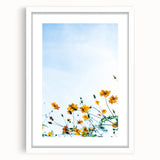 Abstract art print featuring soft pastel hues on a white framed canvas.