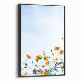Black and white vintage poster art of a spring landscape on framed canvas, ideal for bedroom wall decor.