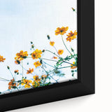 Extra large black wall art featuring a textured, colorful spring motif on a framed canvas, ideal for living room decor.