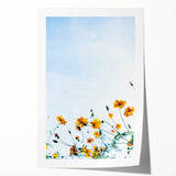 Spring-themed floral art on rolled canvas, featuring soft pastel colors, ideal for art wall dining room.