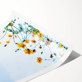 Extra large wall art featuring line art flowers in pastel shades on a rolled canvas, ideal for large living room decor.