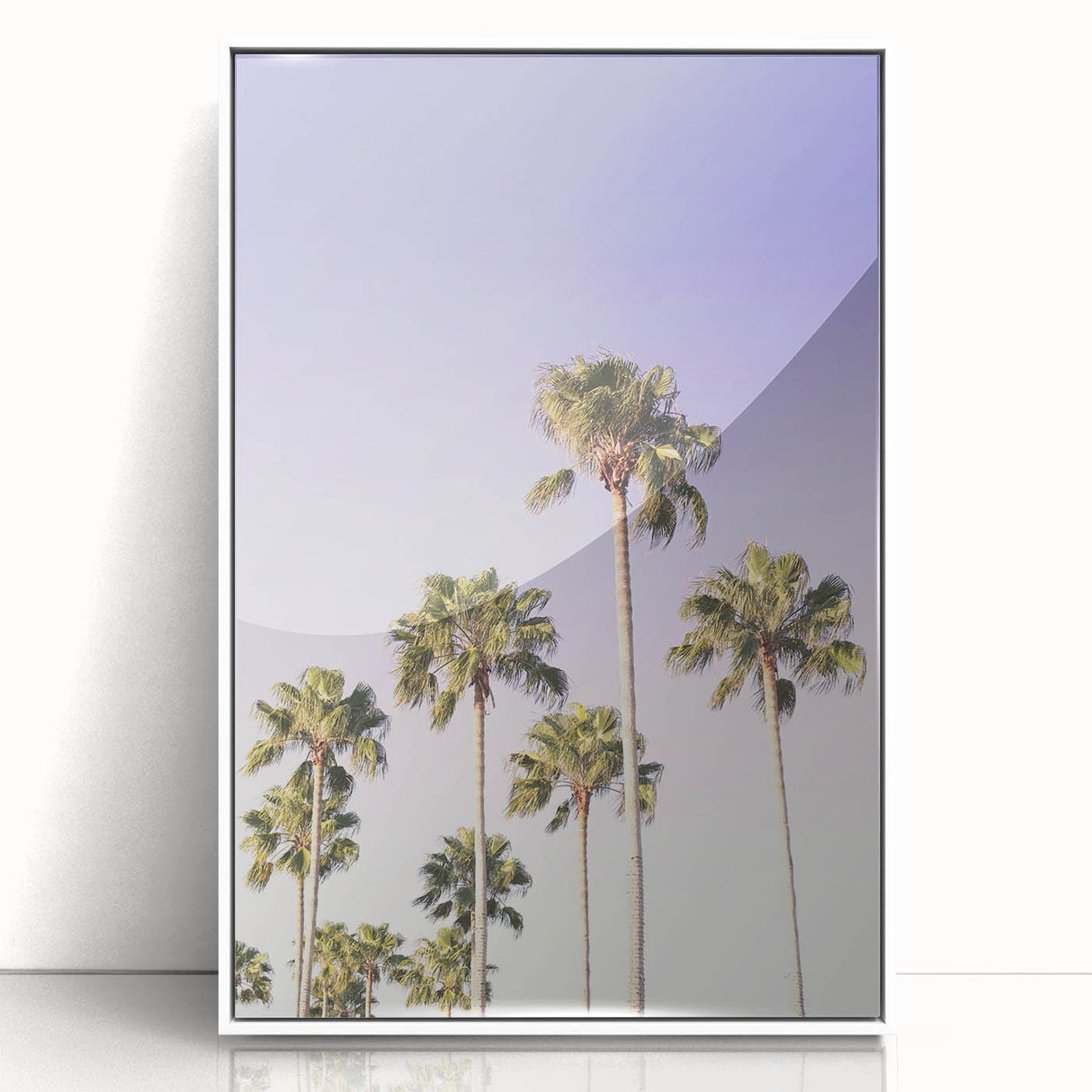 Art deco poster featuring a summer theme with vibrant colors on a white acrylic framed print, suitable for nursery wall art.