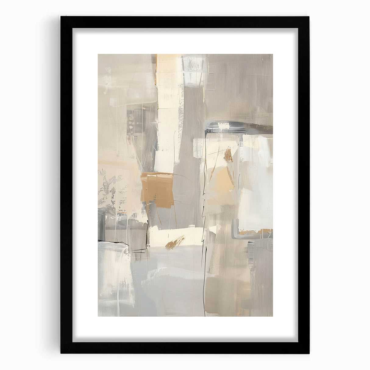 Mid Century Modern Abstract Art - Neutral Minimalist Geometric Decor