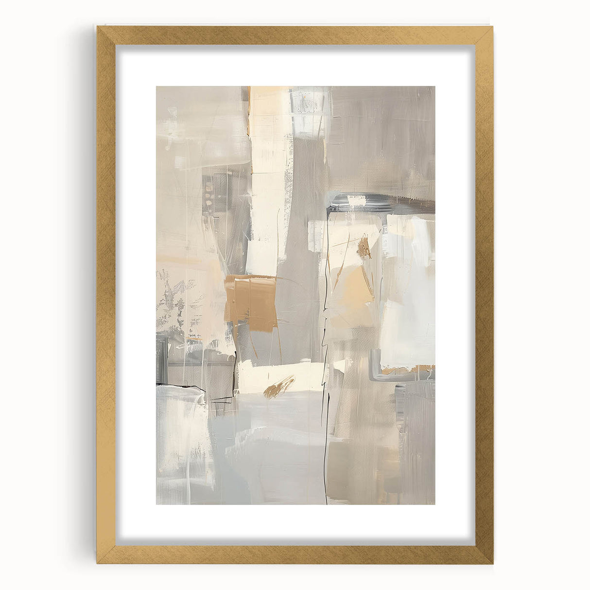 Mid Century Modern Abstract Art - Neutral Minimalist Geometric Decor