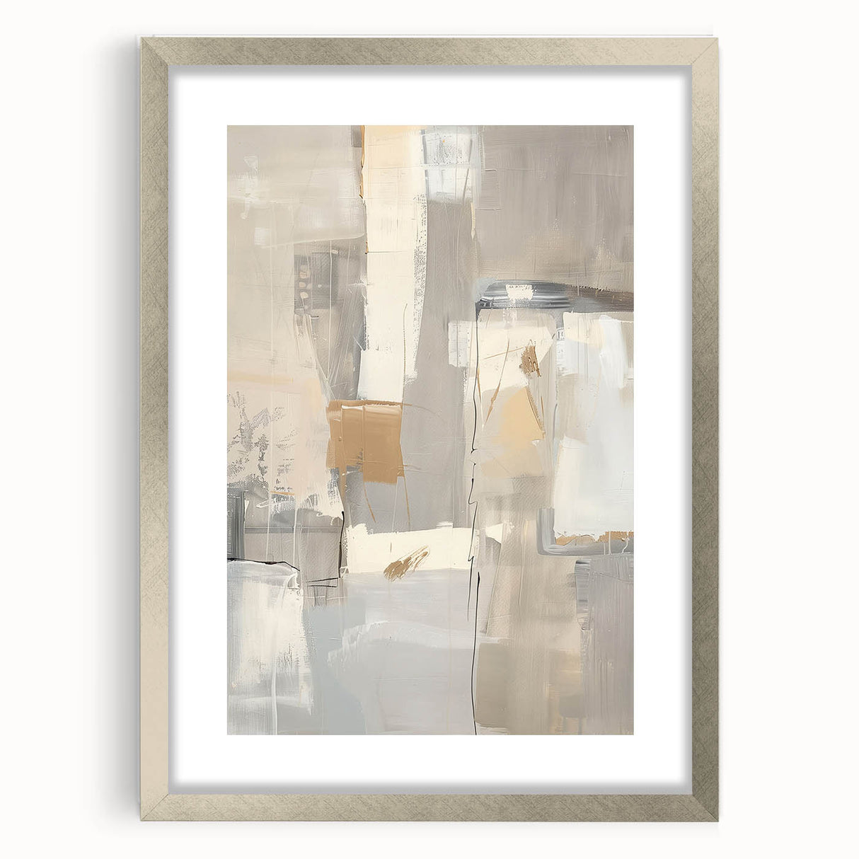 Mid Century Modern Abstract Art - Neutral Minimalist Geometric Decor