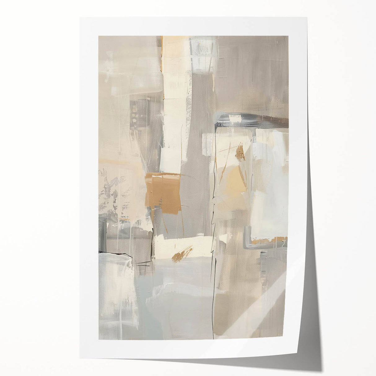 Mid Century Modern Abstract Art - Neutral Minimalist Geometric Decor