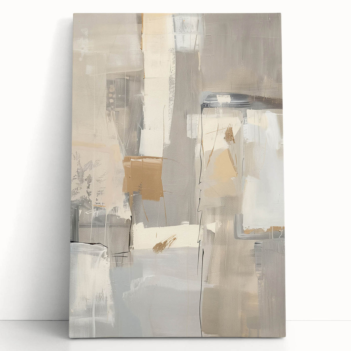 Mid Century Modern Abstract Art - Neutral Minimalist Geometric Decor