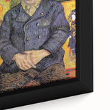 Close-up of a framed canvas depicting a Van Gogh-inspired textured artwork with vibrant, colorful swirls.