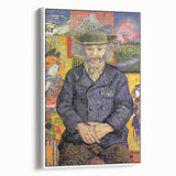 Vintage poster art of Van Gogh's painting in colorful hues on a large framed canvas, ideal for living room decor.
