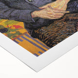 Art deco poster featuring geometric patterns in muted gold and blue on a rolled canvas, suited for dining room walls.