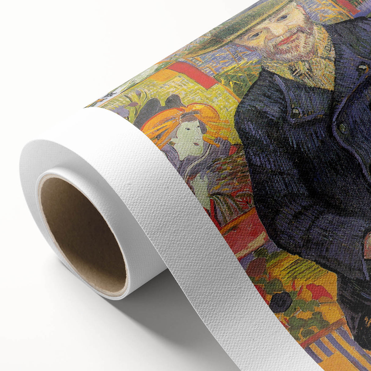 Art deco poster of a starry night scene in blues and yellows on rolled canvas, ideal for nursery wall art.