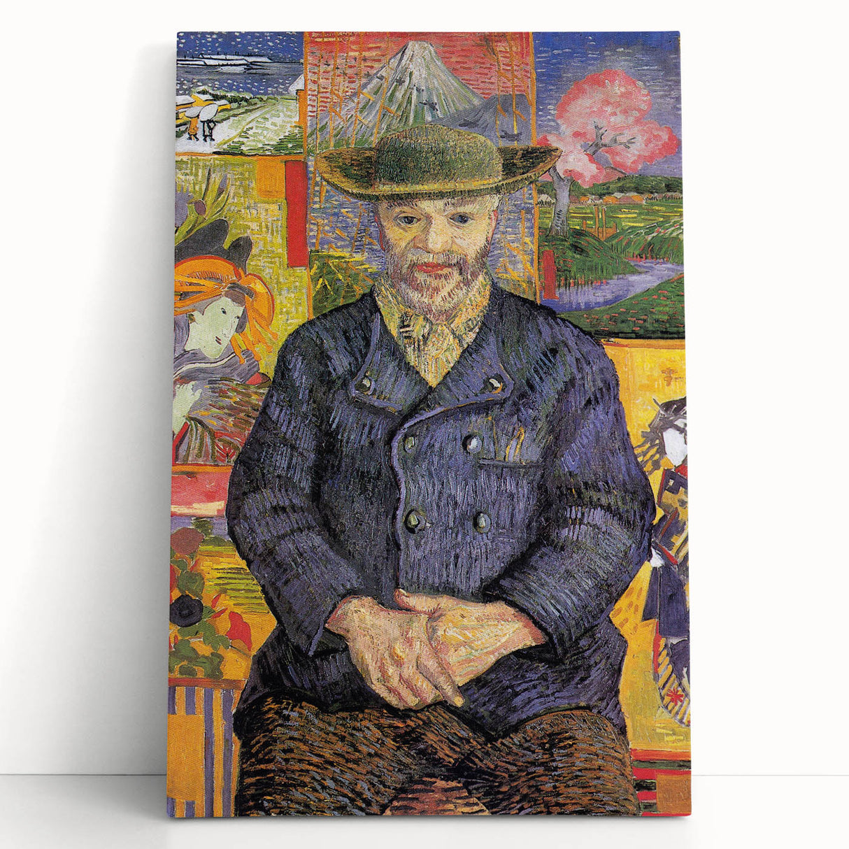 Large black and white stretched canvas of Van Gogh's painting, ideal for kitchen art.