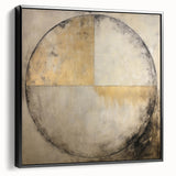 Framed canvas wall art showcasing an abstract design with bold black strokes, side view highlighting the sleek frame and modern aesthetic, perfect for contemporary decor.