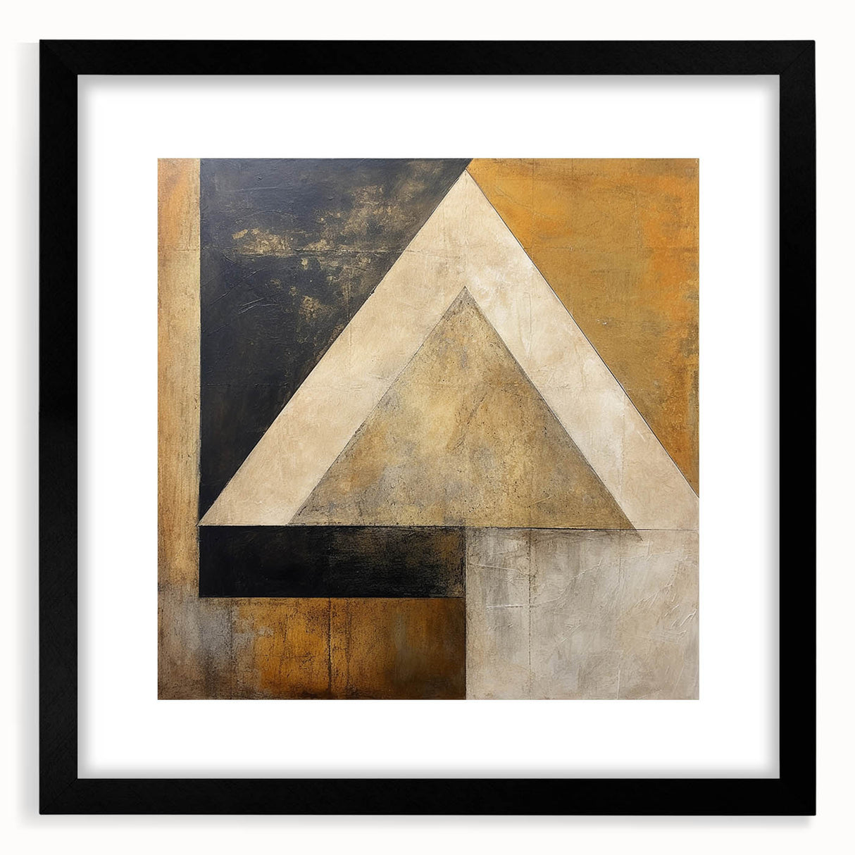 Abstract strokes wall art framed with a black mat, showcasing vibrant colors and dynamic patterns, perfect for modern home decor and artistic interiors.