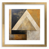 Abstract wall art featuring colorful strokes in a gold frame with a mat, perfect for modern home decor. This piece adds a vibrant touch to any room.