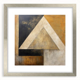 Abstract wall art featuring a dynamic composition of multicolored strokes in a sleek silver frame with a white mat, ideal for modern home decor.