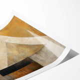 Abstract wall art print showcasing vibrant strokes in shades of blue, orange, and green, ideal for modern home decor. This rolled canvas adds a dynamic visual element to any space.