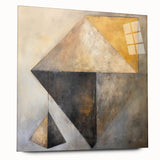 Abstract strokes wall art displayed in a side view on acrylic glass, showcasing vibrant colors and dynamic patterns, ideal for modern decor.