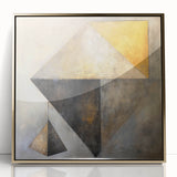 Framed abstract strokes wall art in gold and white, showcasing elegant brush strokes on a sleek acrylic surface, perfect for modern home décor.
