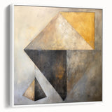 Framed canvas wall art showcasing abstract strokes in soft white and muted tones, adding a modern touch to any interior decor. The piece is displayed in a side view, highlighting its elegant design and framing.