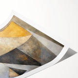 Abstract wall art print on rolled canvas showcasing vibrant strokes in shades of blue, orange, and yellow, ideal for modern home decor. Perfect for adding a pop of color to any space.