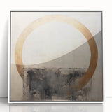 Framed acrylic wall art showcasing an abstract design with vibrant strokes in white and pastel colors, perfect for modern home décor.