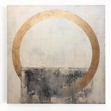 Abstract wall art featuring vibrant strokes in shades of blue, orange, and yellow on a stretched canvas, perfect for modern home decor. This piece adds a dynamic and colorful touch to any interior space.