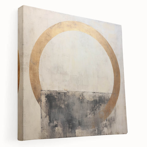 Abstract strokes wall art on a stretched canvas, showcasing vibrant colors and dynamic patterns, perfect for modern home decor. Side view highlights the depth and texture, ideal for enhancing interior spaces.