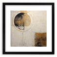 Abstract wall art featuring vibrant strokes in blue, orange, and yellow hues, framed with a sleek black mat, ideal for modern home decor. Perfect addition to living spaces or art galleries.