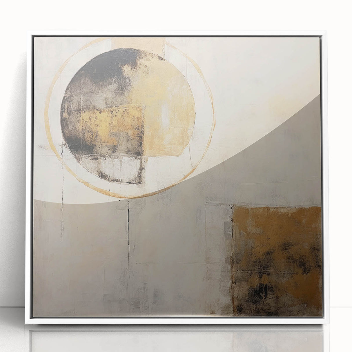 Framed abstract strokes wall art in white and acrylic, showcasing a modern design with vibrant colors, ideal for contemporary home decor.