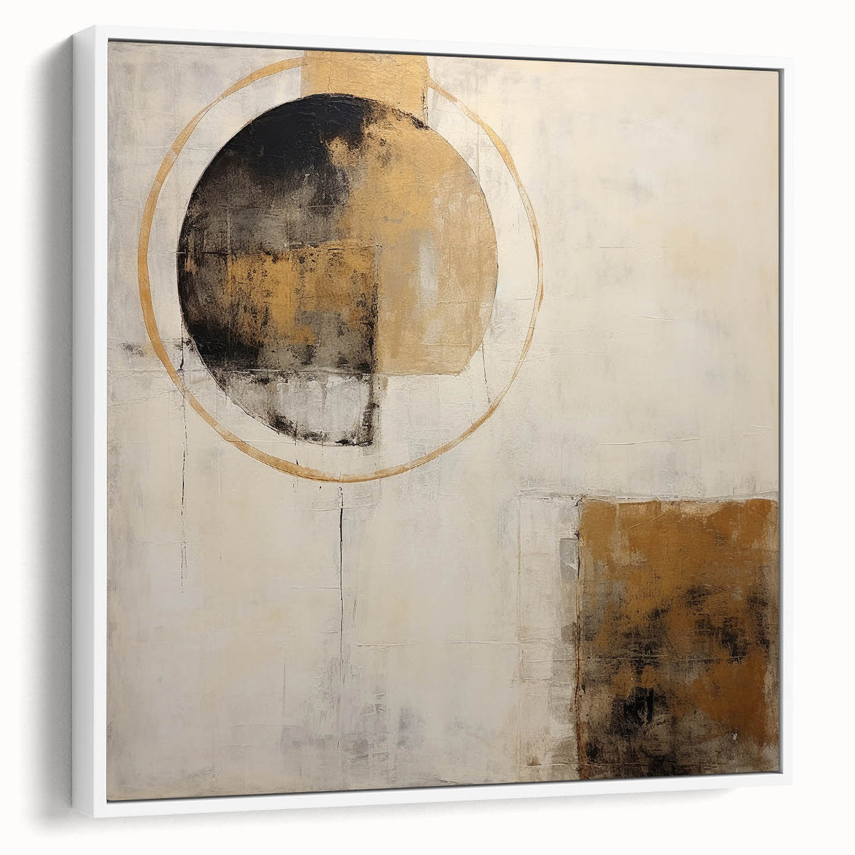 Framed abstract strokes wall art in a white finish, showcasing vibrant colors and dynamic brushwork, perfect for modern home decor or artistic spaces.