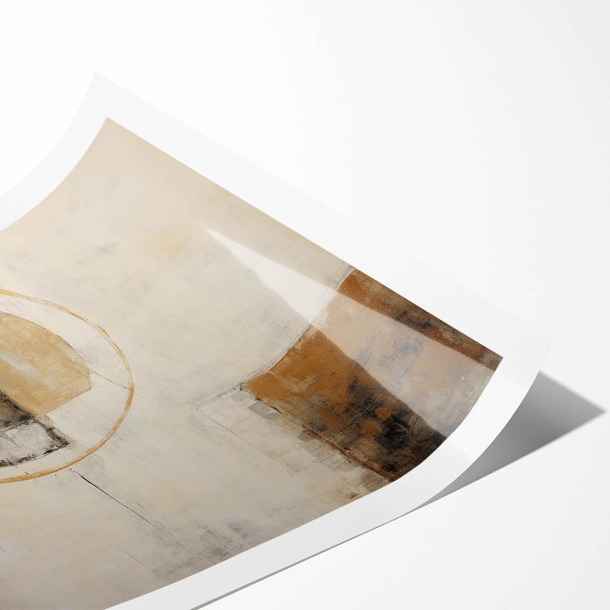 Abstract wall art print showcasing vibrant strokes in shades of blue, orange, and yellow, rolled for shipping in a protective cardboard tube, perfect for modern decor.