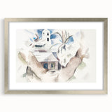 Modern Wall Art - Abstract Landscape with Tree and House