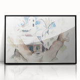Modern Wall Art - Abstract Landscape with Tree and House