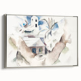 Modern Wall Art - Abstract Landscape with Tree and House