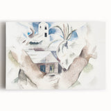 Modern Wall Art - Abstract Landscape with Tree and House