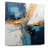 Abstract strokes wall art displayed in a side view on acrylic glass, showcasing vibrant colors and fluid designs, perfect for modern home decor.