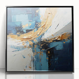 Framed abstract wall art with black strokes on a white background, showcasing modern design aesthetics. Perfect for contemporary home decor.