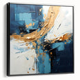 Framed black abstract strokes wall art on canvas, showcasing a modern design with dynamic lines and textures, perfect for contemporary home decor.