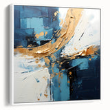 Framed canvas wall art showcasing abstract strokes in soft white and muted tones, elegantly displayed from a side view, perfect for modern home decor.