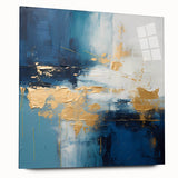 Abstract strokes wall art displayed in acrylic glass, showcasing vibrant colors and intricate designs, perfect for modern home decor. Side view highlights its sleek finish and artistic appeal.