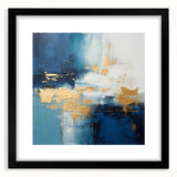 Abstract strokes wall art in a sleek black frame with a white mat, showcasing vibrant colors and dynamic patterns, perfect for modern home decor.