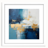 Abstract strokes wall art framed with a white mat, featuring vibrant colors and dynamic shapes, ideal for modern living spaces or creative decor.